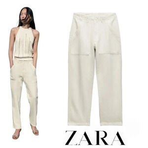 ZARA | Ecru | COTTON PANTS WITH POCKETS (4877/051)